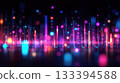 Colorful abstract light display with vibrant patterns and glowing effects in a dark background 133394588