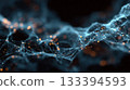 Digital abstract network with glowing particles in a dark background 133394593