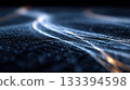 Abstract digital landscape with flowing lines and light on a dark background 133394598
