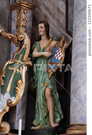 Statue of Angel on the main altar in the Church of Assumption of the Virgin Mary in Pokupsko, Croatia Statue of Angel on the main altar in the Church of Assumption of the Virgin Mary in Pokupsko, Croatia 133394671
