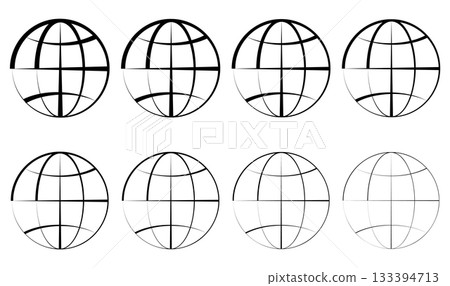 Globe icon, world icon, globe symbol vector illustration. Stylized world globes. 133394713