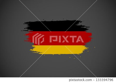 Distressed German Flag Graphic with Grunge Brush Stroke Texture. Distressed German Flag Graphic with Grunge Brush Stroke Texture. 133394796