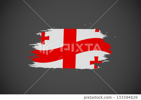 Distressed Georgian Flag Graphic with Grunge Brush Stroke Texture. Distressed Georgian Flag Graphic with Grunge Brush Stroke Texture. 133394826