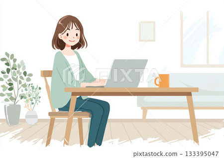 30多歲的日本女性在家工作2 133395047