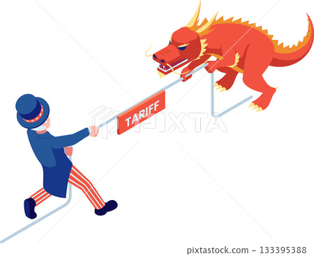 Isometric Economic Tug of War Between the USA and China 133395388