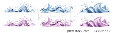 2 Set of long Wave pastel blue purple cream liquid paint splash swirl on transparent background cutout, PNG file. Many assorted different design. Mockup template 2 Set of long Wave pastel blue purple cream liquid paint splash swirl on transparent background cutout, PNG file. Many assorted different design. Mockup template 133395437