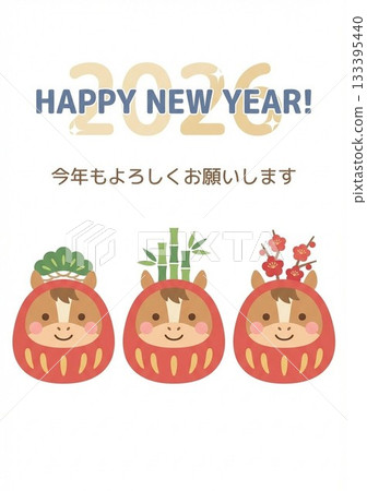 【新年賀卡插畫】一匹可愛的小馬cosplay成達摩 133395440