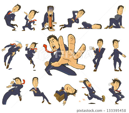 一組描繪辦公室工作人員各種表情的插圖,包括:垂頭喪氣、沮喪、震驚等等。 一組描繪辦公室工作人員各種表情的插圖,包括:垂頭喪氣、沮喪、震驚等等。 133395458