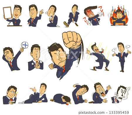 一組描繪辦公室工作人員各種表情的插圖,包括驚訝、沮喪、喜悅等等。 一組描繪辦公室工作人員各種表情的插圖,包括驚訝、沮喪、喜悅等等。 133395459