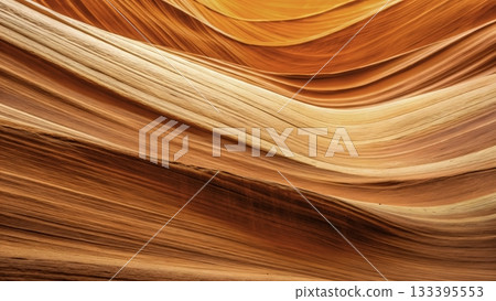 Waves of orange and cream sandstone in Antelope Canyon create stunning natural patterns 133395553