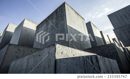 Concrete blocks create a striking and thought-provoking landscape in Berlin's memorial  133395747
