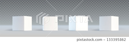 White 3d cube collection with various angle 133395862