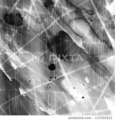 Grunge 抽象單色混亂：水彩與筆觸 133395922