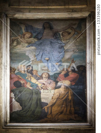 Assumption of the Virgin Mary, fresco in the Saint Sulpice Church, Paris, France 133396280