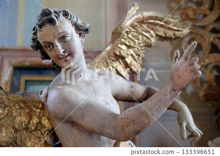 Angel statue in the chapel of Saint George in Purga Lepoglavska, Croatia Angel statue in the chapel of Saint George in Purga Lepoglavska, Croatia 133396651