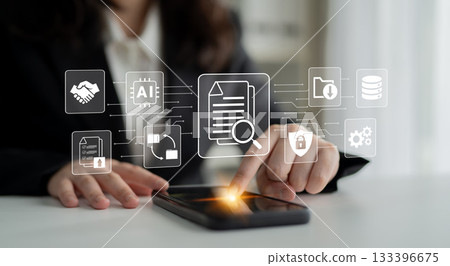 Digital document management and AI integration system concept Parse Digital document management and AI integration system concept Parse 133396675