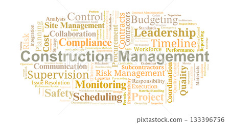 Construction Management Word Cloud. Core Concepts for Project Delivery and Oversight 133396756