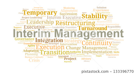 Interim Management Word Cloud. Core Terms for Temporary Leadership and Organizational Stability 133396770