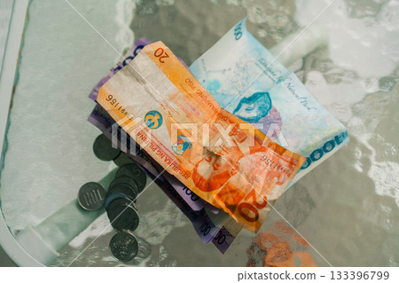 Variety of Philippine peso bills Variety of Philippine peso bills 133396799