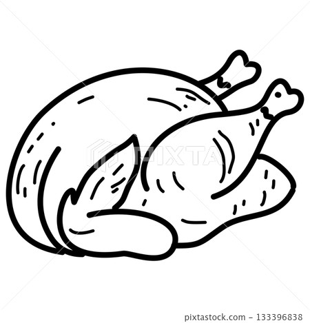 Cozy roast chicken dinner illustration ideal for winter food layouts recipe cards holiday menus and homey kitchen themed designs 133396838