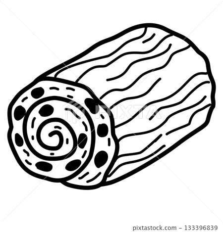 Classic Yule log cake holiday dessert art great for Christmas bakery themes winter recipe cards sweet packaging and festive crafts Classic Yule log cake holiday dessert art great for Christmas bakery themes winter recipe cards sweet packaging and festive crafts 133396839