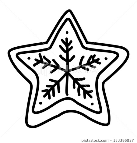 Star-shaped ornament cookie cute festive treat illustration perfect for Christmas baking themes winter cards and sweet seasonal designs Star-shaped ornament cookie cute festive treat illustration perfect for Christmas baking themes winter cards and sweet seasonal designs 133396857