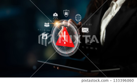 Cybersecurity threat alert warning symbol Parse 133396860