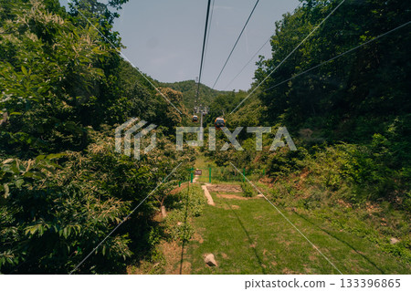 Beijing, China - 3 may 2025 funicular on The Great Wall at Mutianyu  133396865