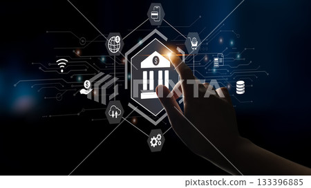 Financial services and digital banking infrastructure network concept Parse 133396885