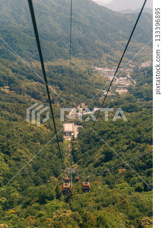 Beijing, China - 3 may 2025 funicular on The Great Wall at Mutianyu  133396895
