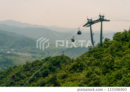 Beijing, China - 3 may 2025 funicular on The Great Wall at Mutianyu Beijing, China - 3 may 2025 funicular on The Great Wall at Mutianyu 133396903