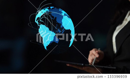 Global network connection visualization showing data exchange Thunk Global network connection visualization showing data exchange Thunk 133396939