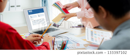 Invoice on computer screen from accounting application. brisk. 133397102