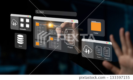 Digital file organization and project folder management concept Parse Digital file organization and project folder management concept Parse 133397155