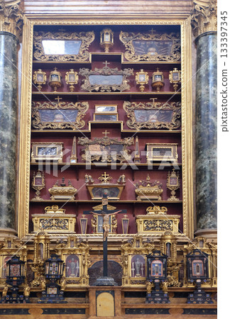 Relics of saints in San Petronio Basilica in Bologna, Italy 133397345