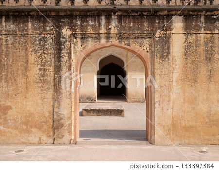 Architectural detail of Amber Fort in Jaipur, Rajasthan, India Architectural detail of Amber Fort in Jaipur, Rajasthan, India 133397384