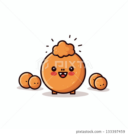Cute vector design featuring a cheerful orange fried chicken Cute vector design featuring a cheerful orange fried chicken 133397459