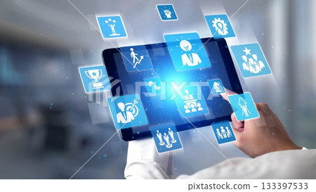 Leadership icons symbolize teamwork, vision, and decision-making. Gist Leadership icons symbolize teamwork, vision, and decision-making. Gist 133397533