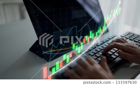 Business Analytics with Computer Screen Displaying Financial Charts and Graphs, Data Analysis for Investment Strategy and Market Trends Copula Business Analytics with Computer Screen Displaying Financial Charts and Graphs, Data Analysis for Investment Strategy and Market Trends Copula 133397630