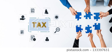 Financial accounting and tax preparation with official government documents. Fermion 133397631