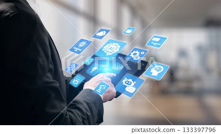 AI Brain Processing Data with Generative Artificial Intelligence Concept Spire 133397796