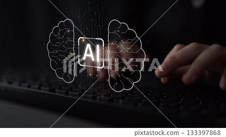 AI Brain Processing Data with Generative Artificial Intelligence Concept Muxer 133397868