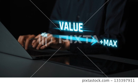 Value slider indicator with glowing bar showing minimum to maximum Marrow Value slider indicator with glowing bar showing minimum to maximum Marrow 133397911