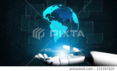 AI visualizes global data flow and digital connectivity Thunk AI visualizes global data flow and digital connectivity Thunk 133397920