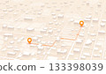 GPS navigation. Delivery route planning, navigation plan between POI. Isometric city scape navigation on detailed map with 3D buildings. GPS map markers. Vector illustration 133398039