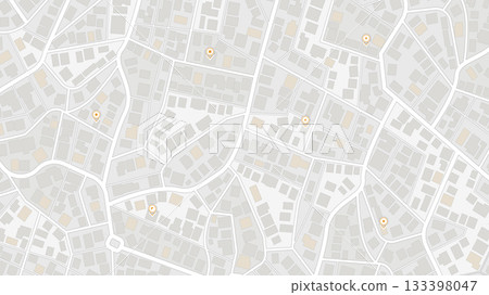 Simple city plan with pins and buildings. Abstract city map urban streets and road networks. Travel route planning and map navigation concepts. Flat vector illustration Simple city plan with pins and buildings. Abstract city map urban streets and road networks. Travel route planning and map navigation concepts. Flat vector illustration 133398047