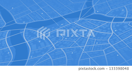 City urban roads and streets abstract map downtown district. Geolocation your location on map with river. Concept of planning and mapping a travel. Flat vector illustration City urban roads and streets abstract map downtown district. Geolocation your location on map with river. Concept of planning and mapping a travel. Flat vector illustration 133398048