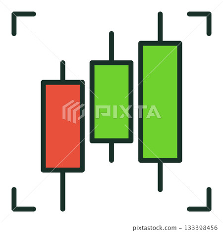 Investment Graph or Chart vector Three Candlesticks colored icon or logo element 133398456