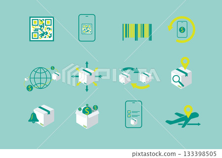 Logistics and Delivery Outline Icon Set Colorful 133398505