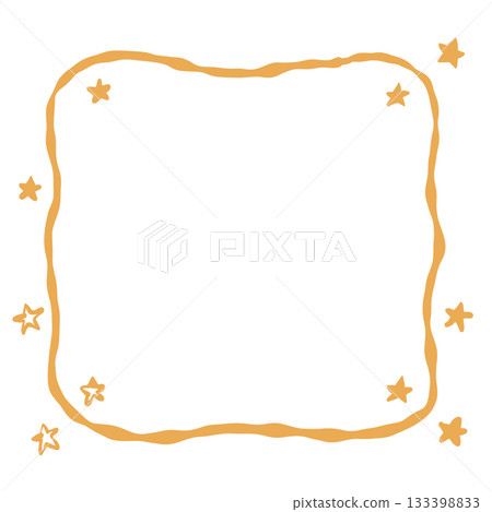 A softly shaped frame decorated with scattered hand drawn stars along the edges creating a warm festive border ideal for cheerful winter messages invitations planners and craft projects 133398833